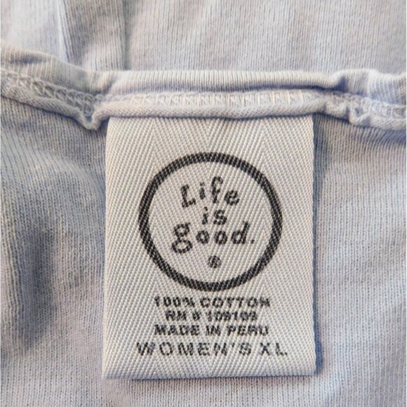 Life Is Good Tank Top Womens XL Light Blue Yellow Dog Design - Picture 8 of 8